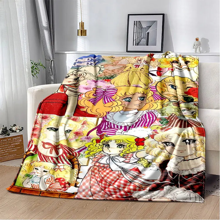 2025 New Style Candy Candy Girl Cartoon Anime Soft Plush Blanket,Flannel Throw Blanket Polyester Blanket for Living Room Bedroom Sofa Kid Gift