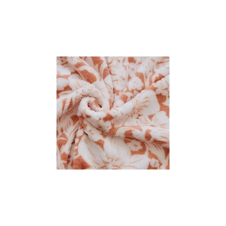 Flannel Fleece Throw Blanket Super Soft Lightweight Microfiber with Flower Print for Couch, 90"X108", Orange