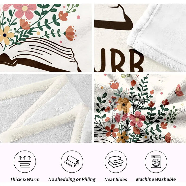 [Back to School] 80x60 in Soft Flannel Book Reading Blanket - 100% Polyester, Bookish Gift for Book Lovers, Reading Accessory, Home Decor, Soho, Ideal for Birthday Back to School Shopping