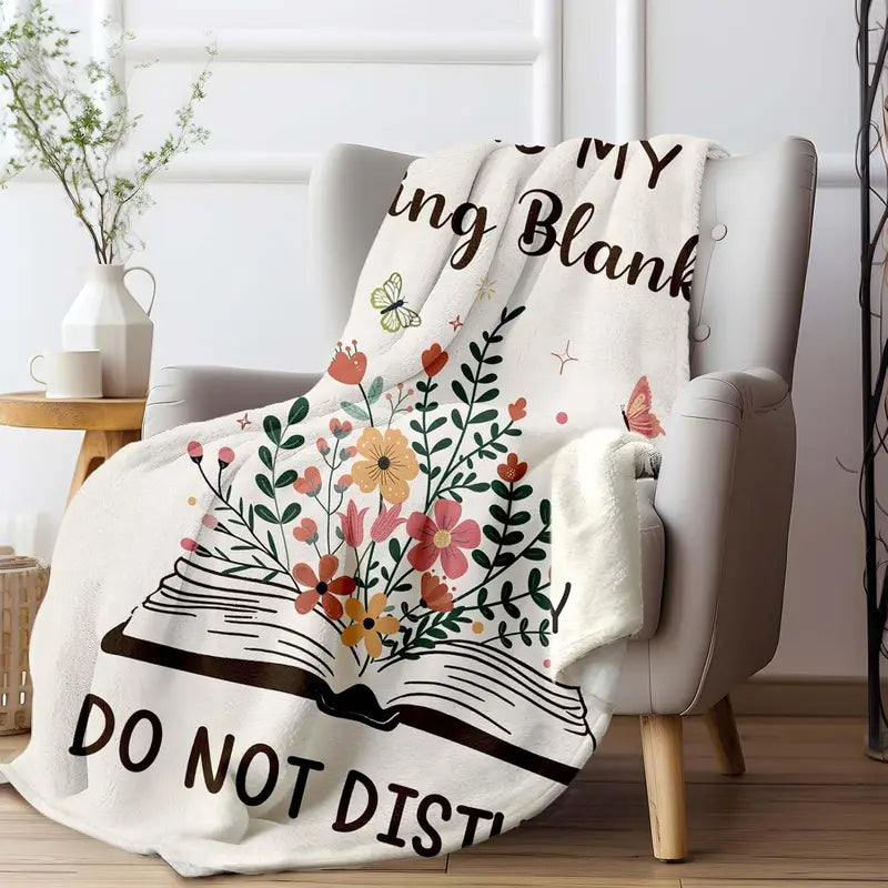 [Back to School] 80x60 in Soft Flannel Book Reading Blanket - 100% Polyester, Bookish Gift for Book Lovers, Reading Accessory, Home Decor, Soho, Ideal for Birthday Back to School Shopping