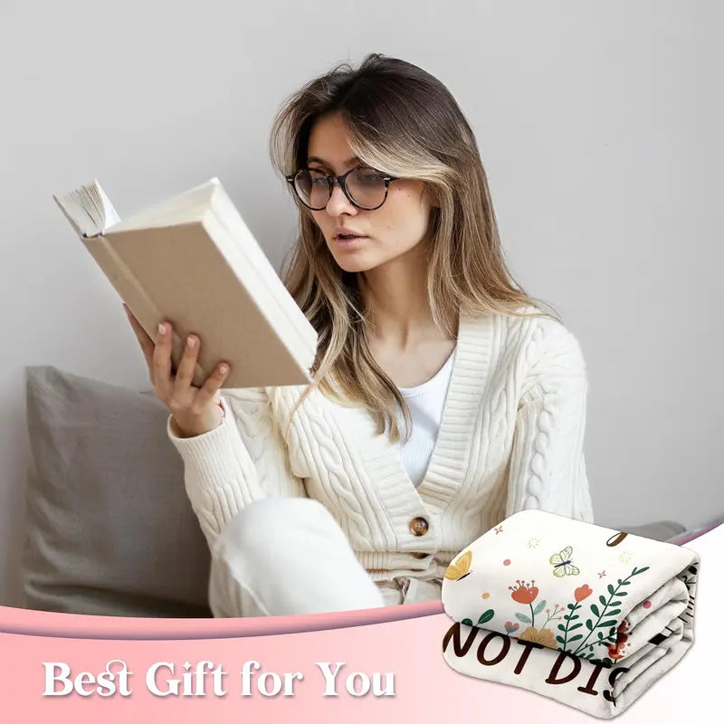[Back to School] 80x60 in Soft Flannel Book Reading Blanket - 100% Polyester, Bookish Gift for Book Lovers, Reading Accessory, Home Decor, Soho, Ideal for Birthday Back to School Shopping